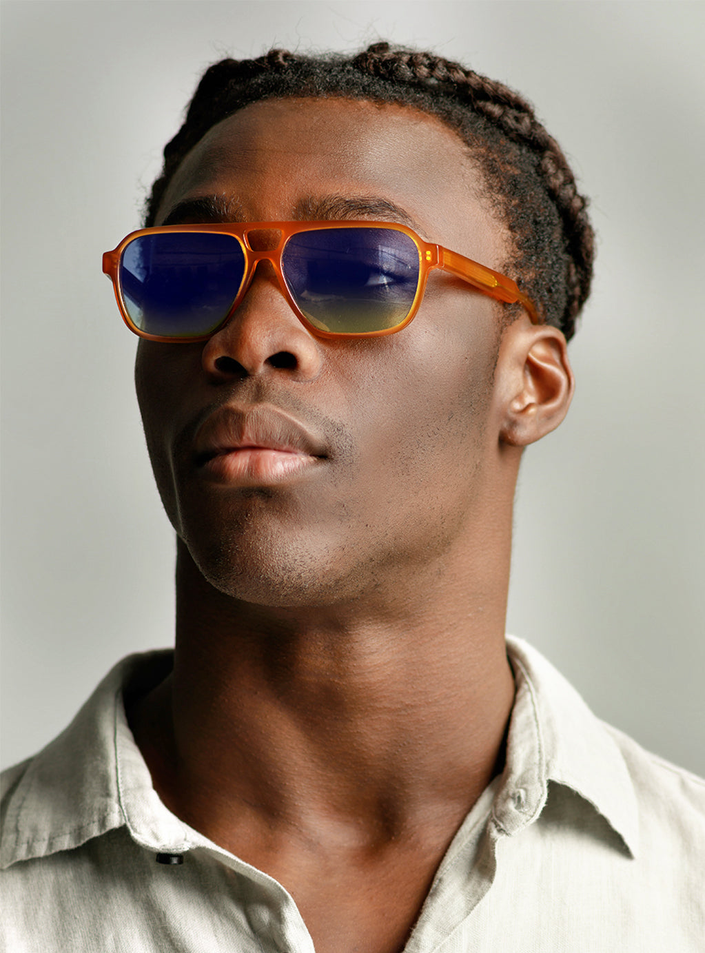 Double-B Orange with Blue/Yellow Gradient Lenses