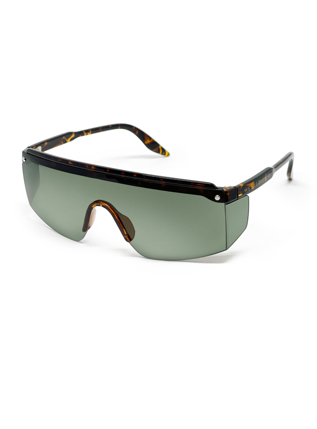 Broad M Brown Tortoise with Green Lenses