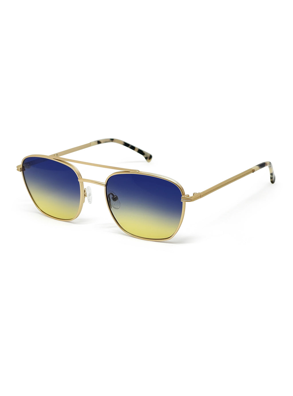 Double D Gold with Blue/Yellow Gradient Lenses