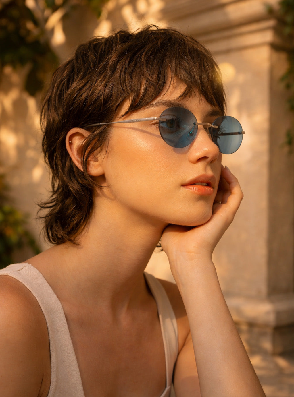 Elenova Silver with Blue Lenses